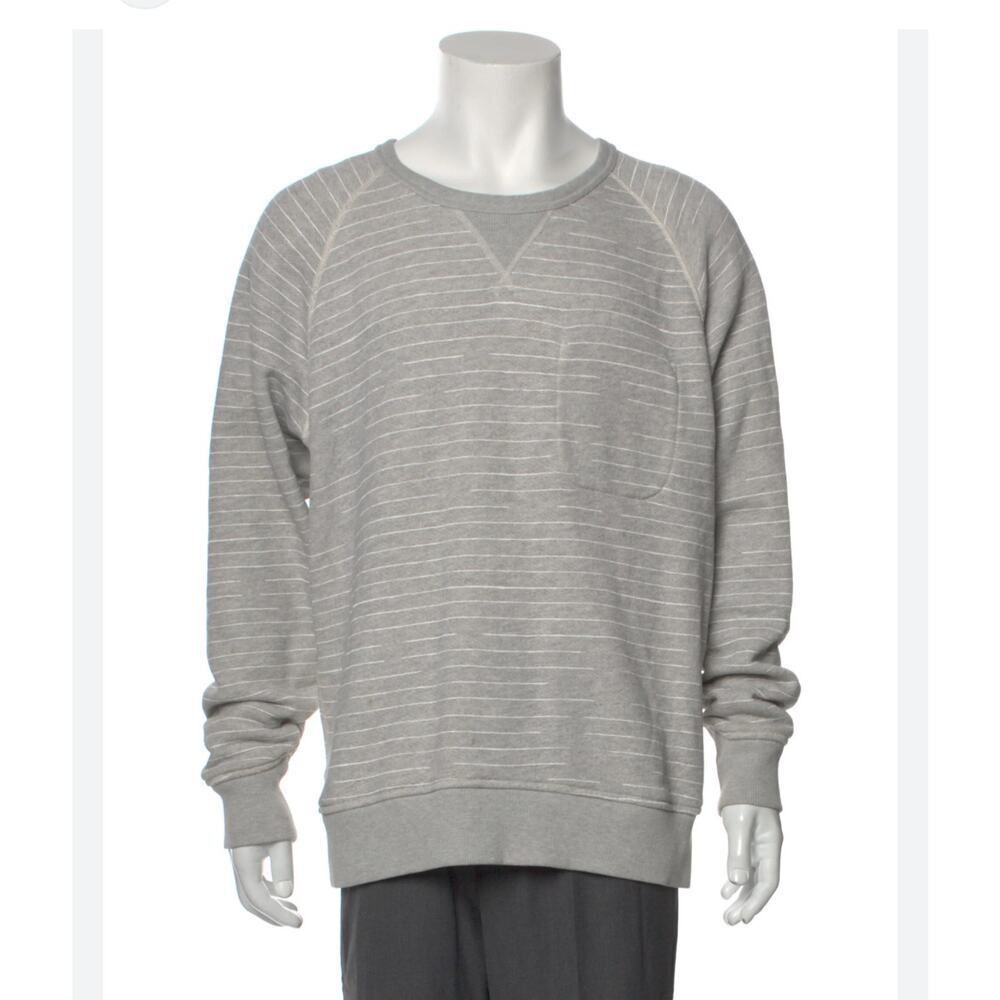 OUTERKNOWN Men's Grey Striped Pullover Sweatshirt - Large